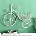 European style white iron bicycle wall planter for home balcony and garden decor - White