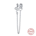 S925 sterling silver snake earrings with zircon and fine link chain in silver finish - Silver Single Snake Chain Earring
