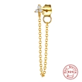 Elegant 925 sterling silver gold plated tassel chain earring with sparkling zircon stones - Triangle Zirconia / Gold Single Triangle Zirconia Chain Earring
