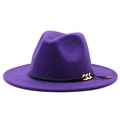 Cappello fedora classico in lana viola scuro per uomo e donna con catena dorata - Viola