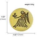 Vintage bronze zodiac badge showing detailed size and weight specs of the Virgo pin - Virgo
