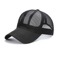 Klassische schwarze Mesh-Baseballkappe für Herren und Damen mit atmungsaktivem Design - 54-62cm / Vollschwarzes Mesh