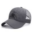 Breathable dark grey mesh baseball cap for summer sports with sun protection mesh panels - 54-62cm / Dark Grey Mesh with Three Stripes