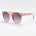 Lunettes de soleil rondes roses avec verres dégradés violets et branches tressées - Monture Rose Beige Verres Gris Dégradé