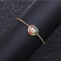 Bracelet coeur ajustable en cuivre doré avec des pierres de zircon arc-en-ciel - B0055 Chaîne de Zircone Arc-en-Ciel