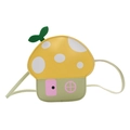 Cute mushroom-shaped kids crossbody bag in yellow and green PU leather with shoulder strap - Yellow