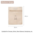 Sacco da bucato beige in rete fine per camicie e vestiti di dimensioni 30x40cm stampato - 30*40cm / Ricamo Beige Medio