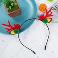 Christmas reindeer antler headband with red felt and green plush pom poms for women - Style 26 Red Green Ball Sequin