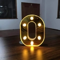 Mirror gold LED number 0 light with warm glow for romantic birthday party decoration - Letter O