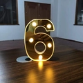 Golden 16cm LED number 6 light lamp with warm bulbs for romantic celebration decor - Number 6