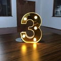Golden mirror LED number 3 light with warm white bulbs for party birthday decoration - Number 3