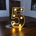 Number 5 LED marquee lamp with warm lights and mirror finish for romantic decor - Number 5