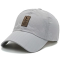 Light grey quick-dry mesh baseball cap with premium brown leather logo patch - Adjustable / Light Gray