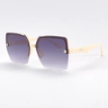 Chic semi-rimless square sunglasses with purple gradient lenses and cream temples - Beige Frame Gradient Grey Lens