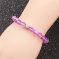 Bracciale di perle pietra di luna viola da 8mm con una sfera di zirconi scintillanti - Perle Iridescenti Viola Chiaro (Argento 3)