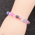 Pulsera de piedra lunar de 8mm con cuentas mate degradadas y bola de circonita blanca - Degradado