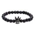 Bracciale in pietra blu sabbia con ciondolo a corona nera e zirconi bianchi - Pietra Arenaria Blu Sfaccettata Stile Corona 1
