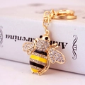 Cute crystal bee keychain with gold plating and sparkling rhinestones for handbags - Yellow