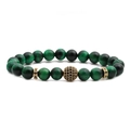 Tiger eye beaded bracelet with green natural stones and gold-plated zircon cross accent - Single Layer Green Tiger Eye Black Micro-set Zirconia Ball (Zircon Ball)