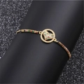 Adjustable gold plated copper bracelet with rainbow zircon heart charm for women - Thin Chain Multi-color Heart B