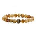 Bracciale di perle occhio di tigre con sfera di zircone nero e distanziatori dorati chic - Stile Sfera di Zircone