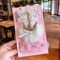 Set di 3 fasce per neonati con corona in pizzo e fiori con paillettes rosa nel set - 3-02# Set di fiocchi beige a pois dorati