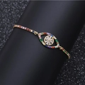 Verstelbare gouden boze oog armband met kleurrijke regenboog zirkoon stenen - B0144 Kleurrijke Zirconia Ketting Schijf B