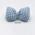 Single 4x7cm blue plaid fabric bow accessory for DIY hair clips and clothing decor - 4cm*7cm / Blue Bow