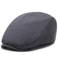 Classic dark grey herringbone cotton flat cap with premium stitching and vintage british style - Adjustable / Gray