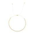 Bohemian gold bead bracelet with white oval pearl accents and adjustable beige drawstring - Gold Beads Single Baroque Pearl (MI-B200032A)
