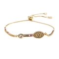 Adjustable gold plated evil eye bracelet with multicolored cubic zirconia stones - Multicolor Zircon Chain Gold