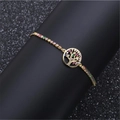 Adjustable gold tree of life bracelet with colorful cubic zirconia on black pedestal - Colorful Zircon Chain Tree of Life A