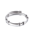 Sleek silver twisted rope titanium steel cuff bracelet featuring polished sphere beads - Steel Color Bracelet