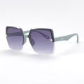 Fashionable square semi-rimless sunglasses with purple gradient lenses and blue temples - Grey Blue Frame Gradient Gray Lens