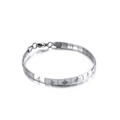 Bracciale in acciaio inossidabile argento con motivi a rombi segmentati su sfondo bianco - Stile A Bracciale (KB129481-Z)