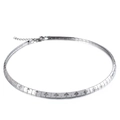 Girocollo minimalista in acciaio inossidabile argento con trama geometrica a rombi - Stile A Collana (KN107100-Z)
