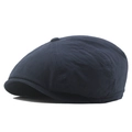 Casquette gavroche classique bleu foncé pour homme en coton délavé de style vintage - Bleu marine