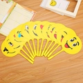 Set of 11 creative emoji fan pens in yellow plastic with various social media expressions - Emoji Fan Ballpoint Pen