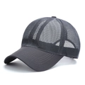 Dunkelgraue atmungsaktive Mesh-Sport-Baseballkappe mit gebogenem Schirm als Sonnenschutz - 54-62cm / Voll Dunkelgraues Mesh