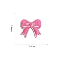 Detailed view of pink bow embroidered patch with 2.4cm x 2.6cm size measurements - Self-adhesive Rose Red Bow-13#