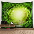 Arazzo con paesaggio forestale in poliestere per decorazione murale di dormitori - 150x130cm / 34-Foresta al Sole del Mattino