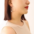 Pendientes de aro plateados con diseño de resorte en acero pulido para mujer - 3.5cm / Color Acero