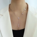 Zilveren Y-ketting van roestvrij staal met LOVE-letters en een lange verticale staafhanger - Staalkleur