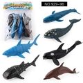 Set di 6 statuette realistiche di animali marini con squalo balena e orca giocattolo - Set da 6 Pezzi in Busta con Cavallotto (929-96)