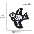 Punk style skeleton bird enamel pin with music note eye and black and white finish - Flying Bird Skeleton