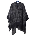 Nahaufnahme des Strickschals mit Leopardenmuster, weicher Textur und Saumdetail - Kleiner Leopard Schwarz