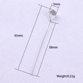 S925 sterling silver jewelry pendant connector with dimensions and 0.22g weight display - S250 (45mm Eye Pin with Cup)