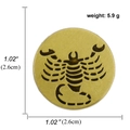 Vintage bronze Scorpio zodiac brooch badge featuring brushed metal finish and dimensions - Scorpio