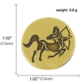 Golden round Sagittarius zodiac badge with dimensions 2.6cm and weight 5.8g details - Sagittarius