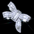 Luxury bow-shaped ring with baguette and round cut stones on a sleek black background - US 7 / Silver